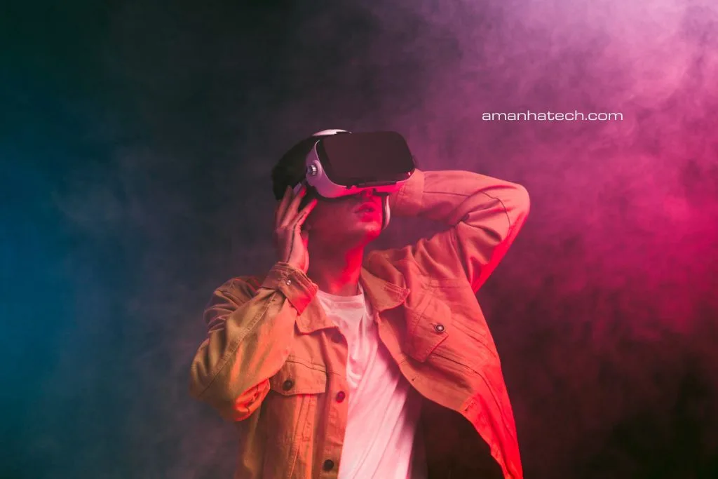 homem usando Realidade Virtual no Entretenimento no Cinema e Shows ao Vivo